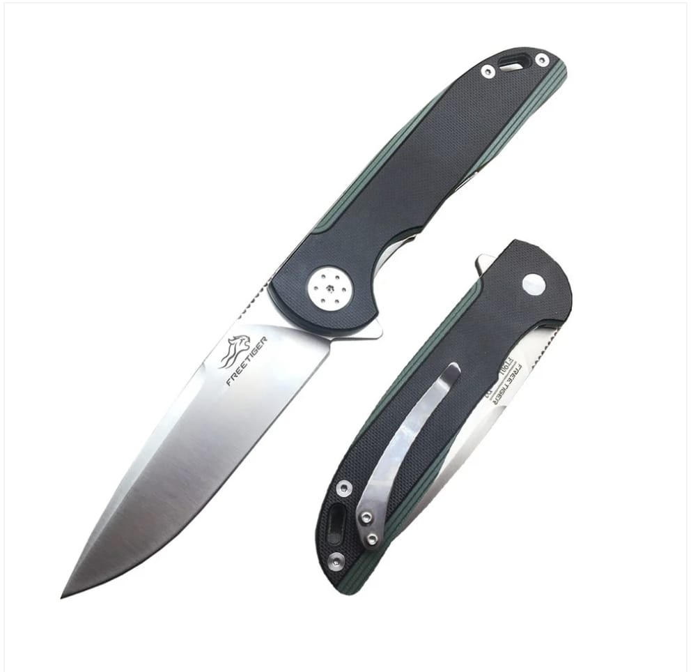 FREETIGER FT901-GREEN/BLACK - D2 Blade G10 Handle Liner Lock Folding Knife