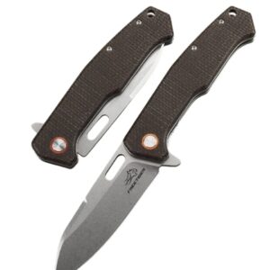 FREETIGER FT937- BR - Folding Knife with D2 Steel Blade & Micarta Handle Liner Lock EDC Knife