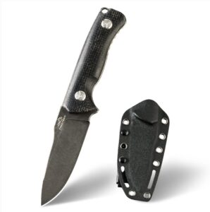 FREETIGER FX01-BK - Fixed Blade Knife with Micarta Handle 8CR14MOV Blade with Kydex Sheath for Hunting Tactical